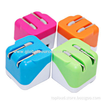 Colorful Chargers for Mobile Phones, 2 USB Ports, 1A Output, Lightweight